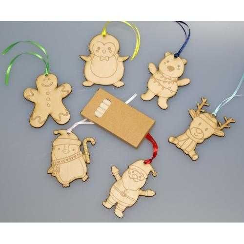 Творчески комплекти с дървени фигурки за оцветяване с подарък