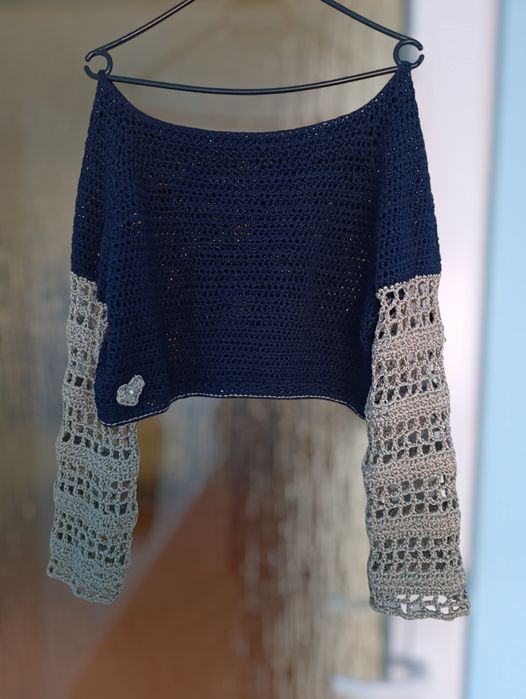 Bluza croșetată 100%handmade din materiale reciclate