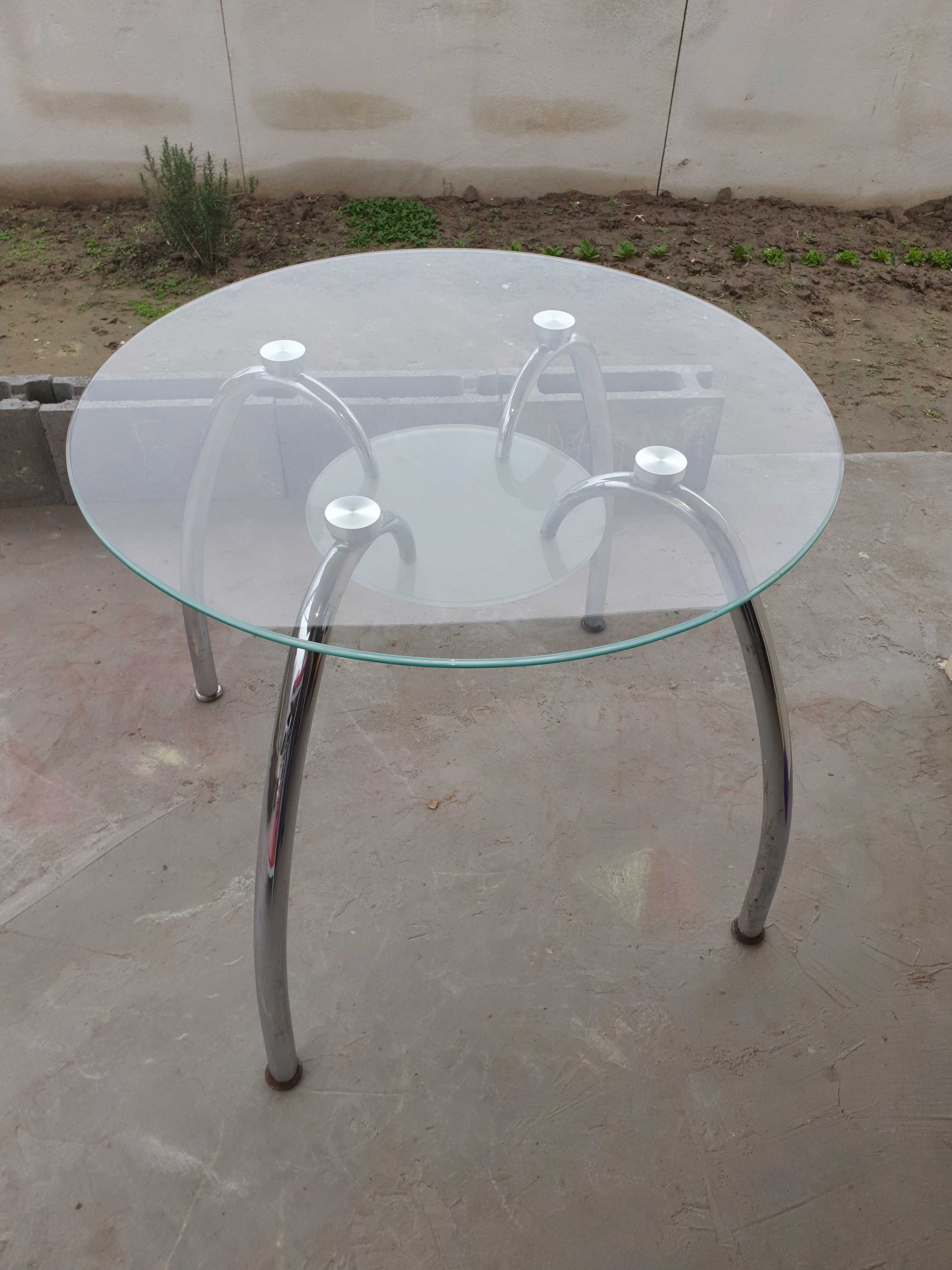 Кръгла маса от стъкло 1 метър