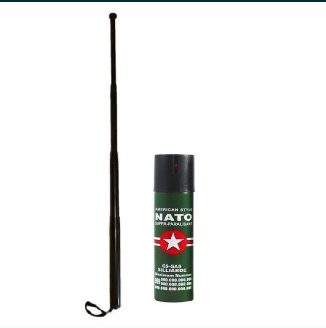 Baston telescopic Police + Spray Piper ( Baston 65cm / Spray 60ml