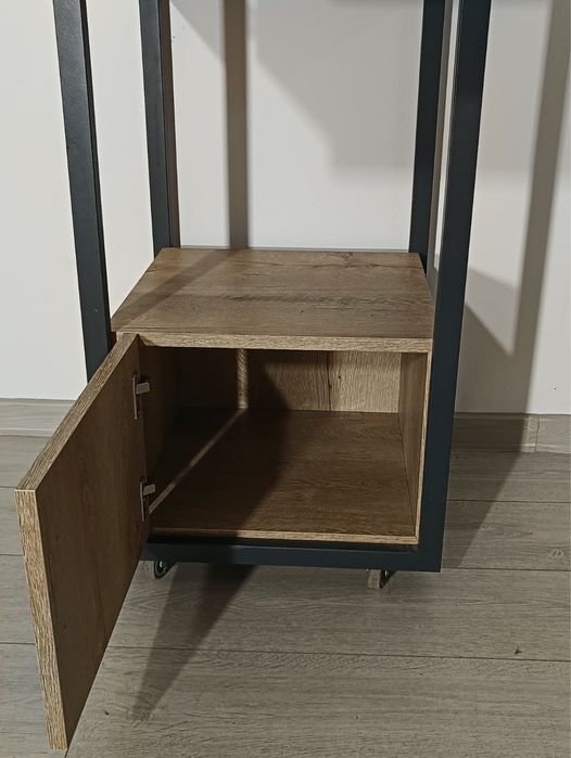 4 Buc. Comodă pe Roți cu Sertar și Blat Pliabil; Stand; Dulap Suport