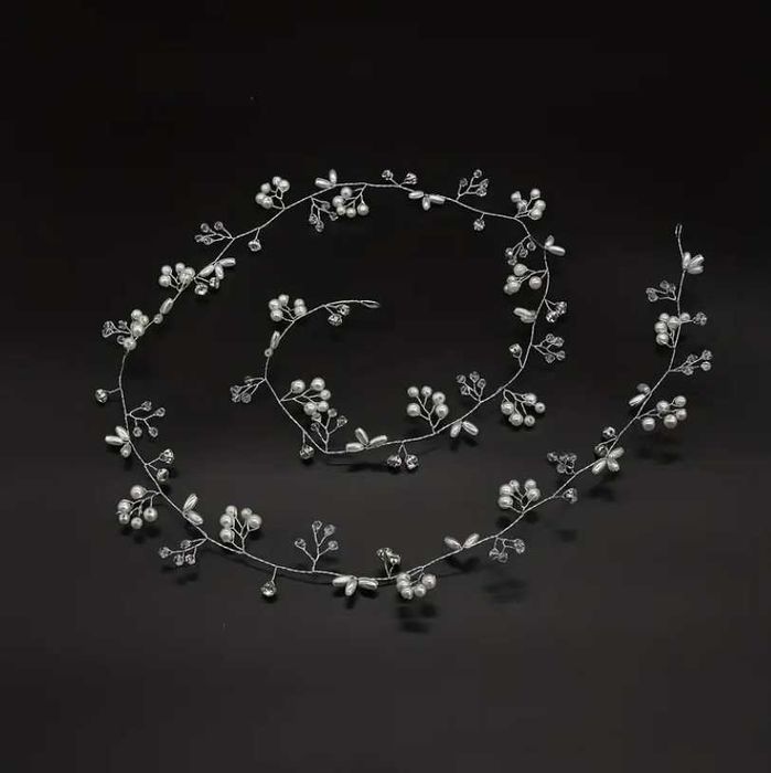 Сребрист аксесоар за коса с перли за Коледа и Нова година парти 2 вида