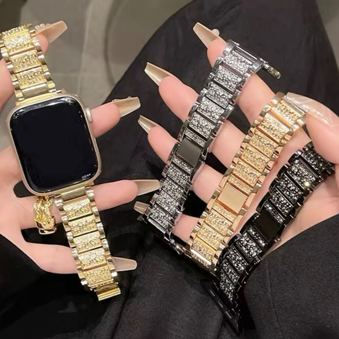 Метални каишки с камъчета за Apple Watch ULTRA/SE/11/10/9/8/7/6/5