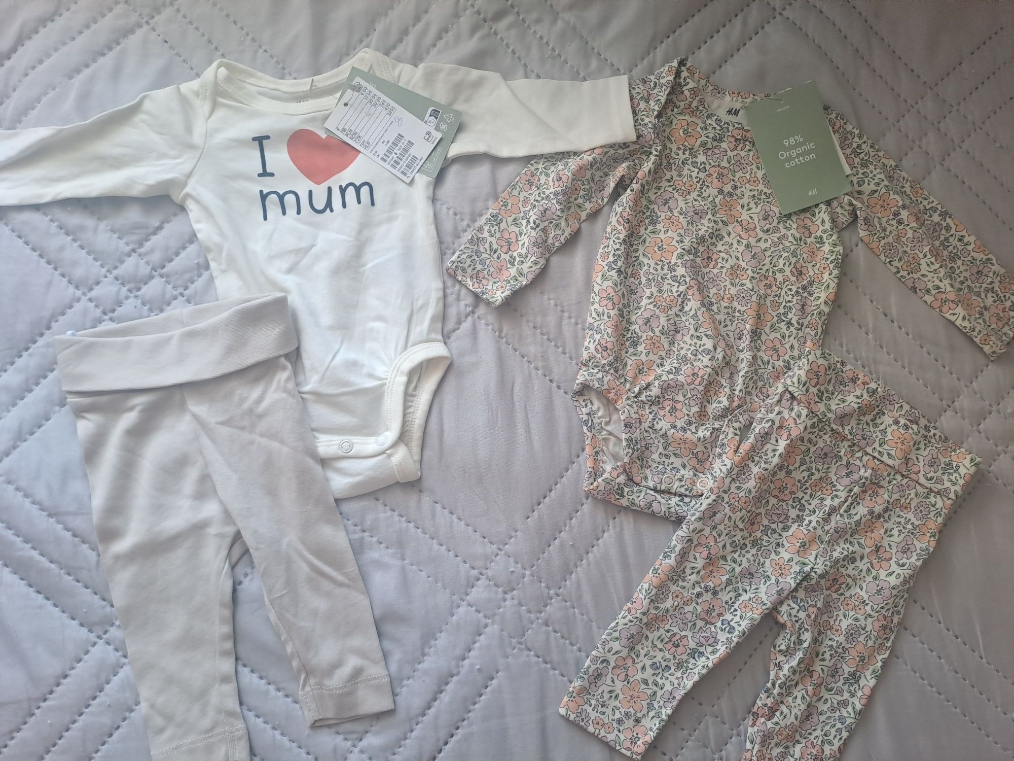 2 броя НОВИ комплекта за бебе момиче H&M размер 56  новородено боди