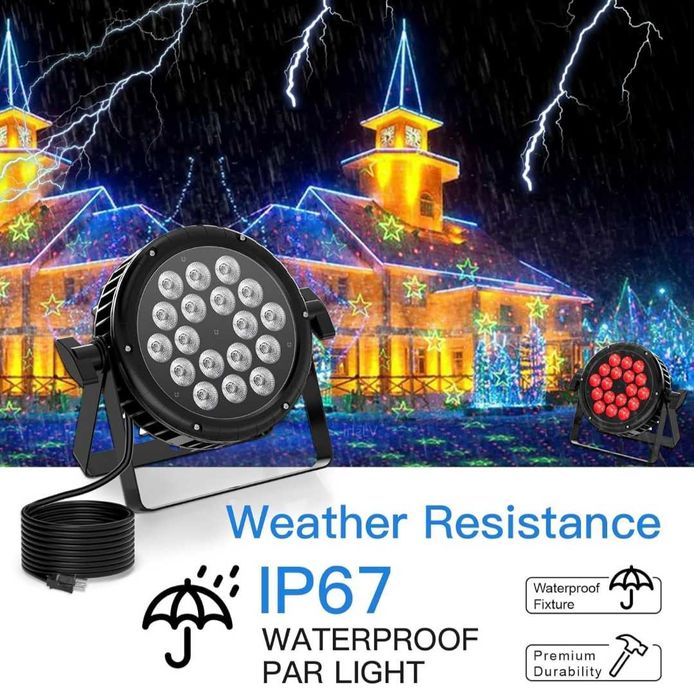 DMX 18 x 18W Водоустойчиви LED Par светлини RGBW IP67 7500lm