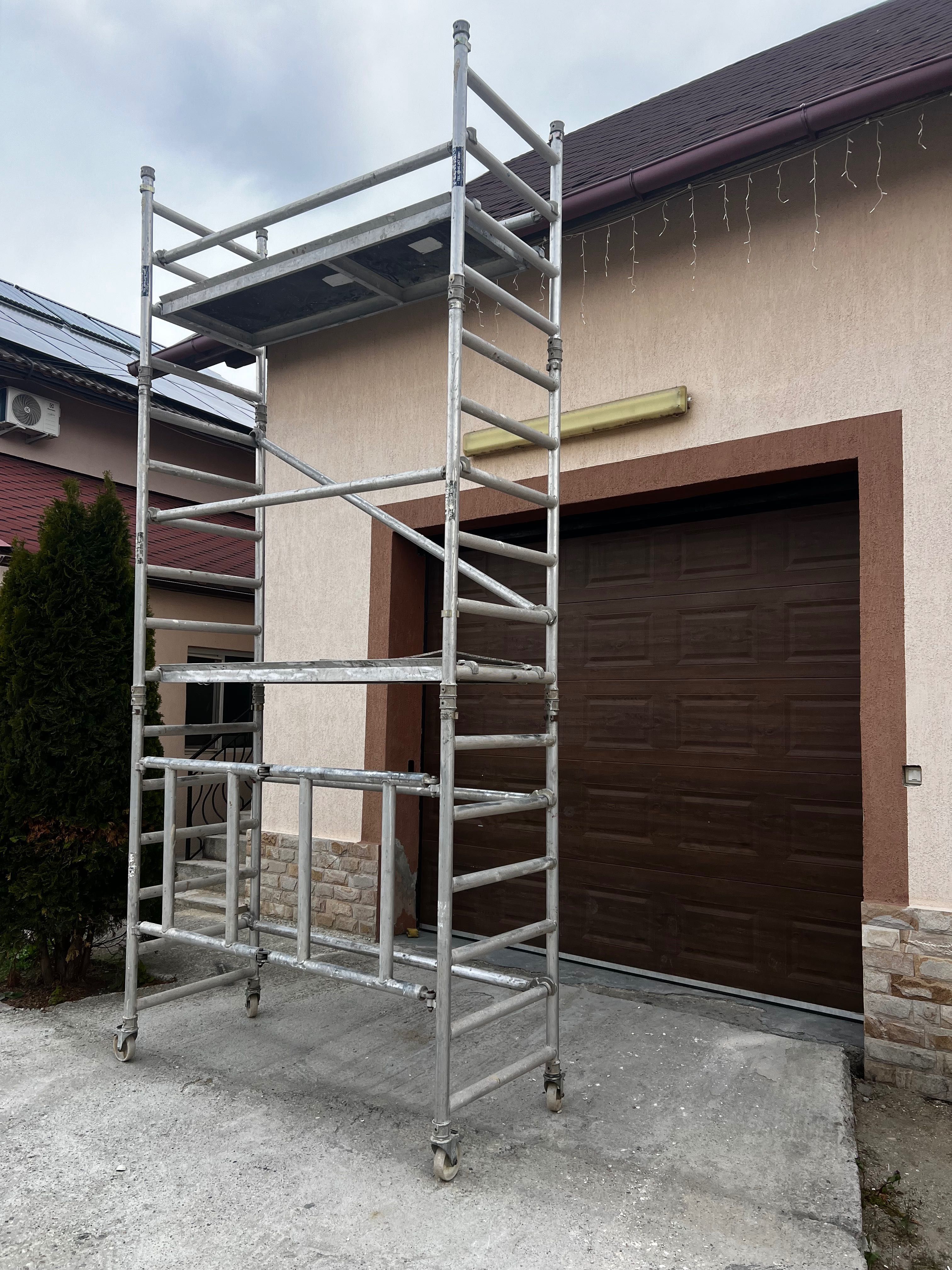 Schela aluminiu modulara ușor de montat/demontat cu 4 roti rotative