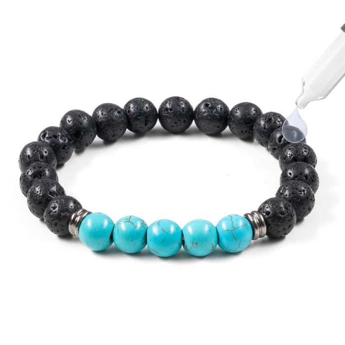 Bratara din lava vulcanica si turcoaz reconstituit