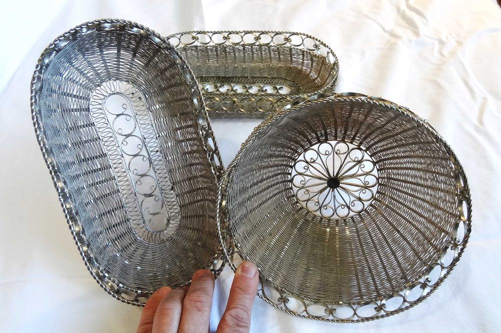 Комплект дизайнерски подноси от месинг, филигранна изработка