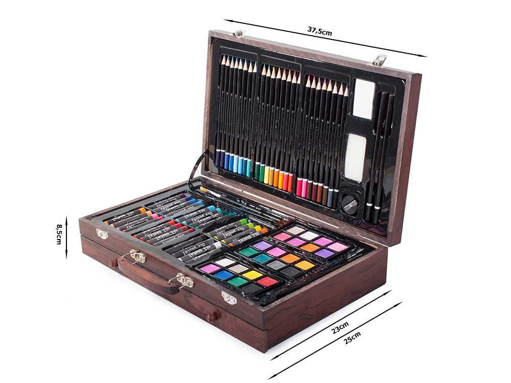 Set pictura si desen pentru copii 143 Piese Trusa de Lemn profesionala