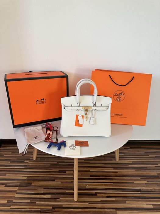 Geanta Hermes Birkin 35 Alb/Accesorii Gold