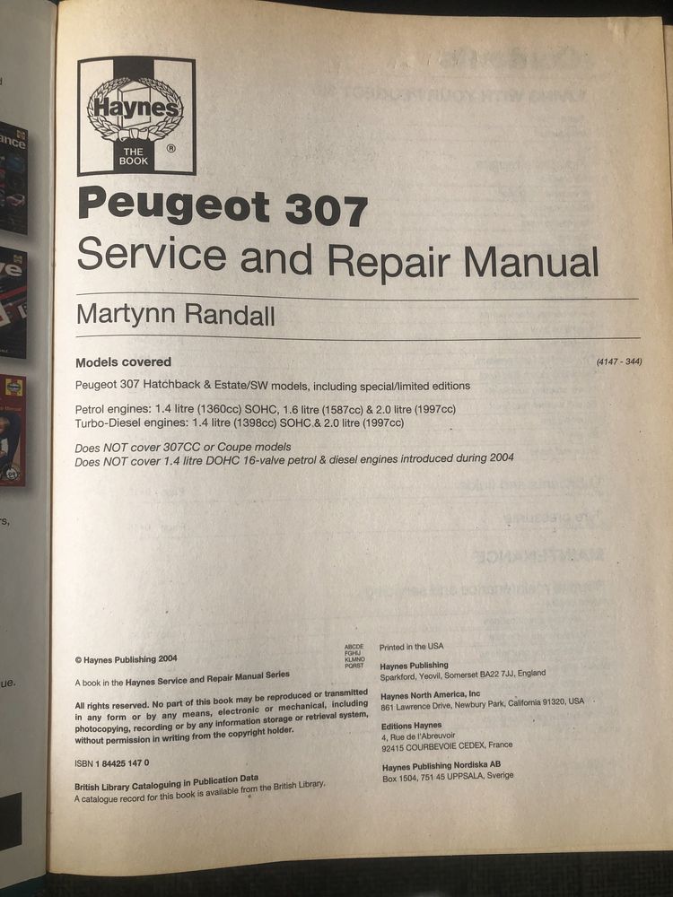 HAYNES Ръководство за Peugeot 307