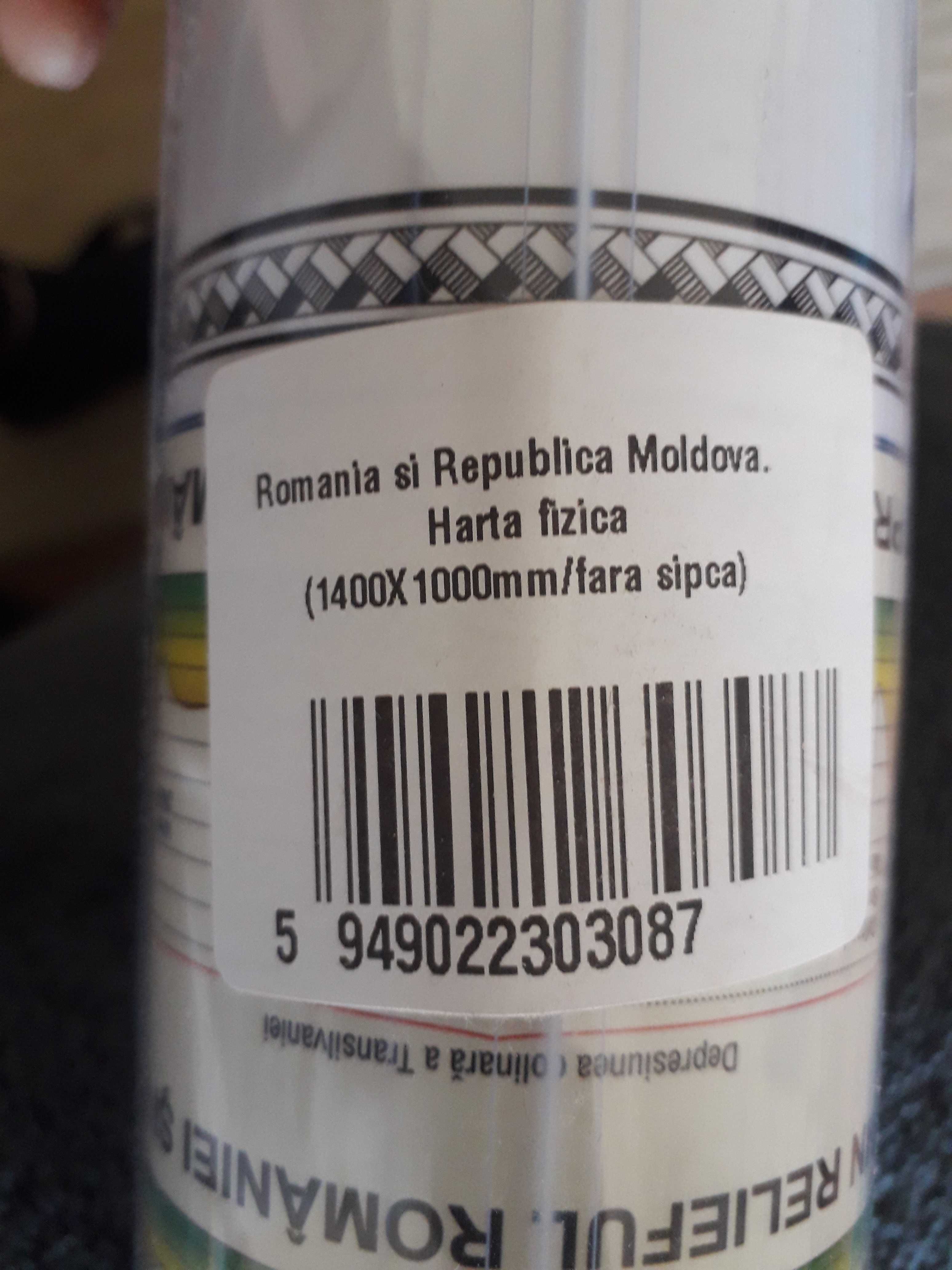 Harta fizică a României și a Republicii Moldova