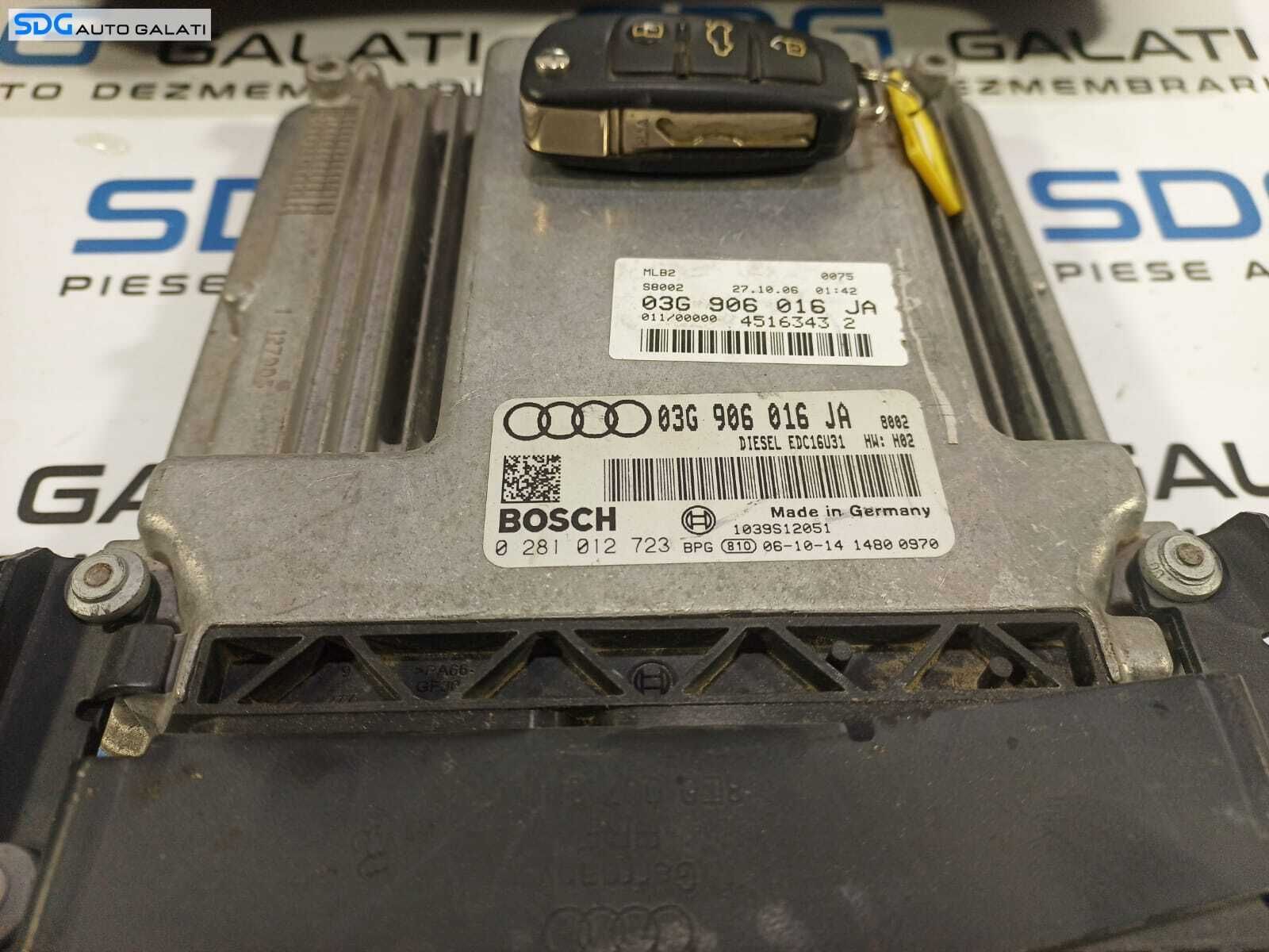 KIT Pornire Complet ECU Calculator Motor Ceas Ceasuri Cluster Instrumente Bord Imobilizator Audi A4 B7 2004 - 2008 Cod 03G906016JA 0281012723 [L1153] [L1154]