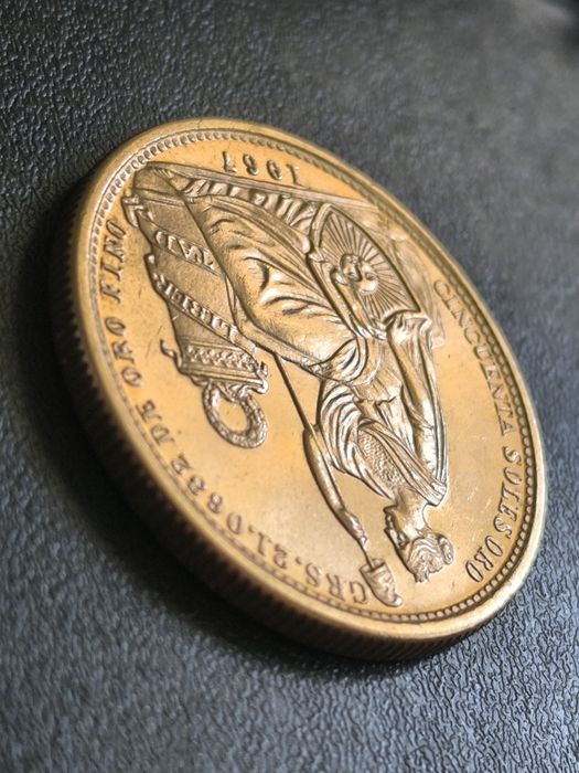 50 сола 1967 год,Перу , злато 23.41 гр, проба 900/1000