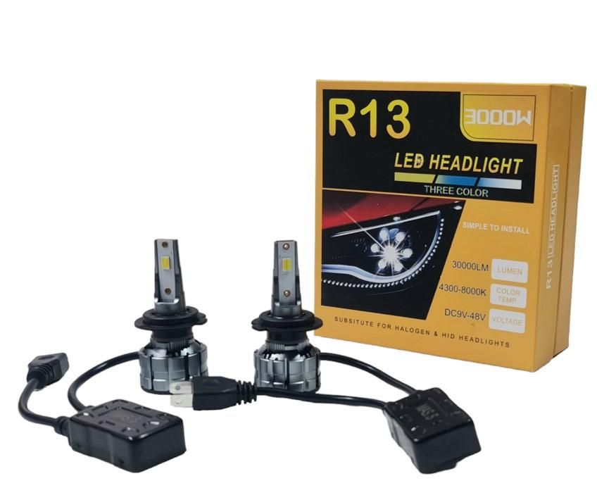 Лед крушки R13 за фарове Н1 3 променящи цвета си светлини, 4300 K злат