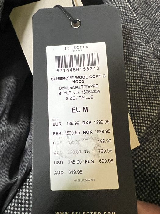 Ново мъжко зимно вълнено  палто Selected Homme