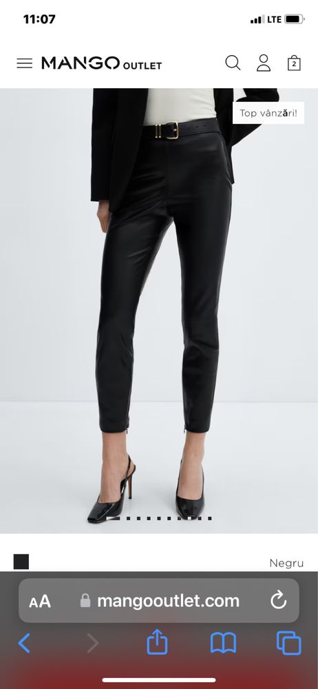 Pantaloni de piele mango XL