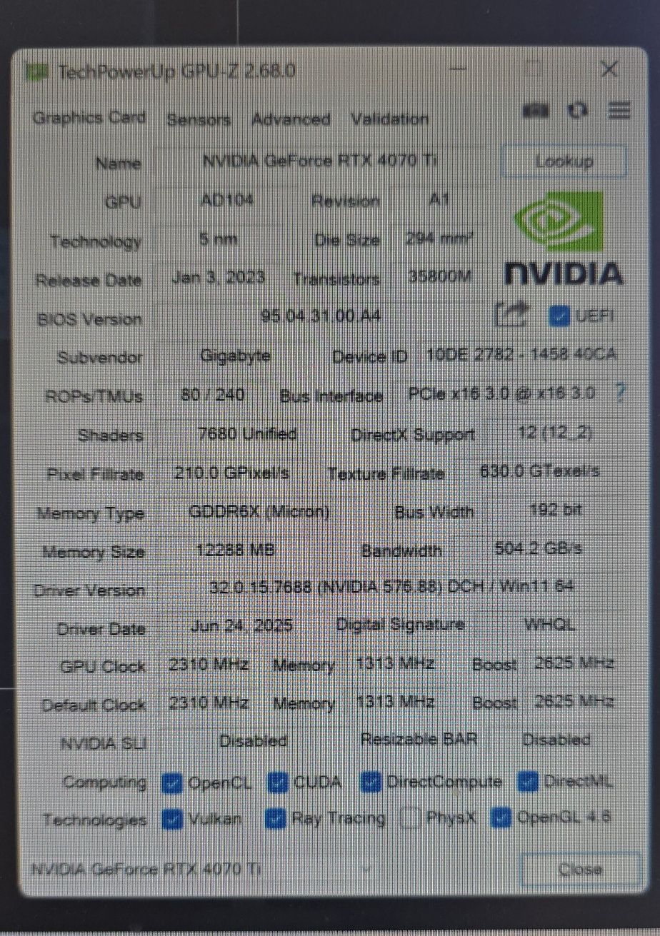 Видео карта Gigabyte RTX 4070ti Gaming OC, 12GB GDDR6 Nvidia