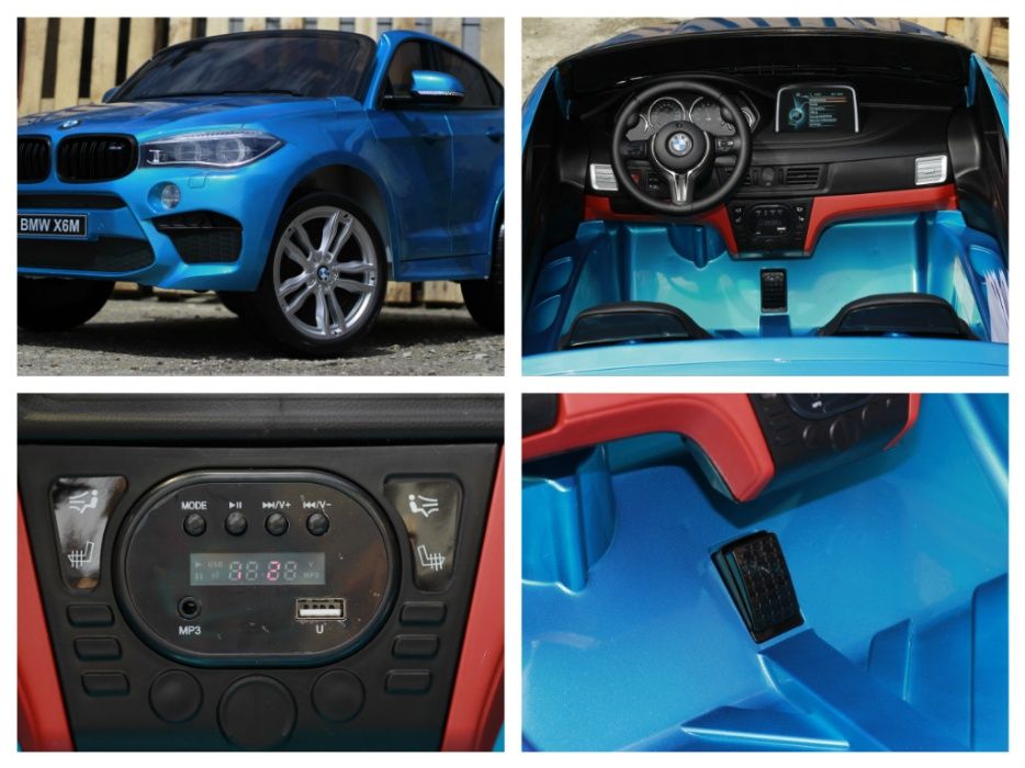 Masinuta electrica pentru 2 copii BMW X6M culoare Metalizata #Albastra