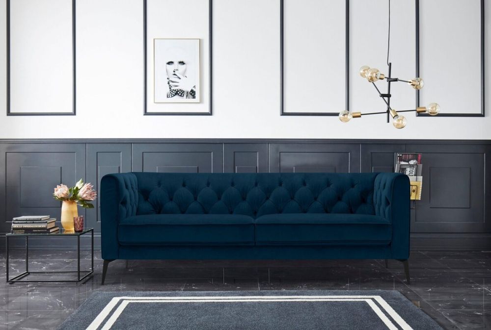 Canapea  , Albastru , 211 cm latime