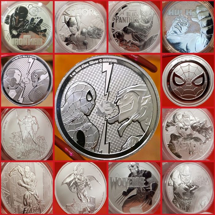Supereroi Marvel DC Comics monede argint 999 lingou pur