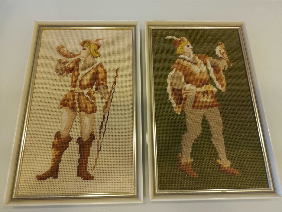 Tapiserii inramate, brodate manual, cu tema "Vanatoare"- ideal DECOR