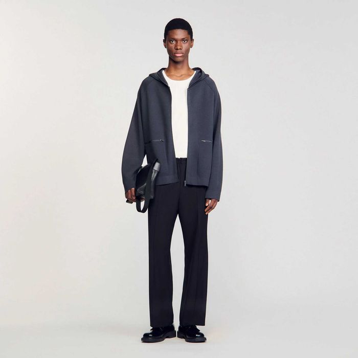 Sandro, Cardigan din tricot Milano cu glugă, Gri, M