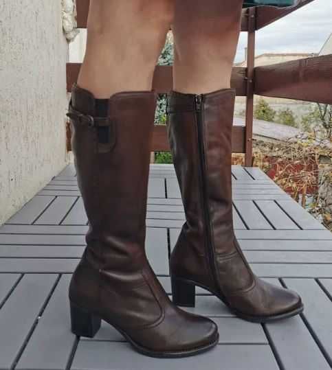 Cizme femei Benvenuti, piele naturala, maro, marime 36, ca noi