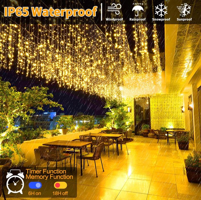 Коледни LED лампички в цвят жълто тип висулки 15+5M 506 LED Декорация