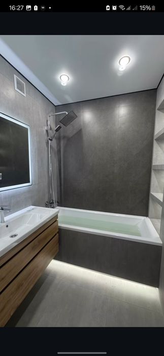 Укладка плитки и ремонт ванных комнат под ключ. От 5000тг за кв.