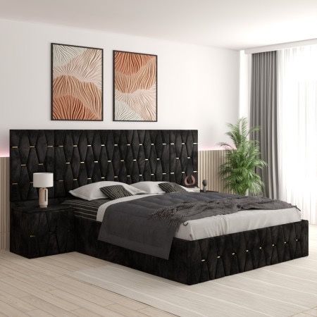 Pat Tapitat Cu Noptiere Tapitate Si Extensii