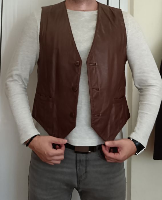 Кожен елек от естествена кожа размер L