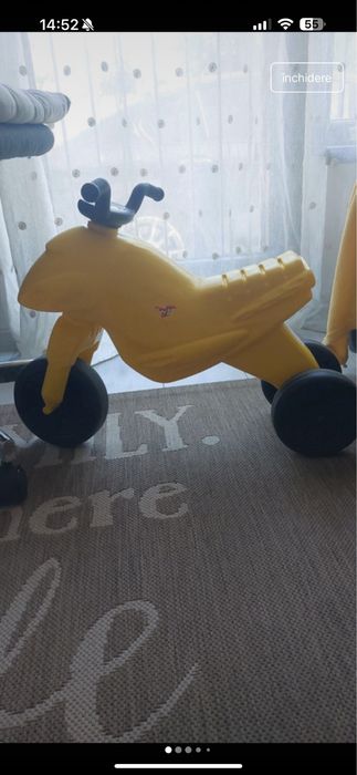 Bicicleta tricicleta copii platic galbena