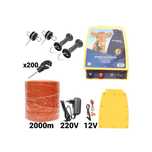 Kit pachet gard electric 12 Joule 12 220V fir 2000m 200 izolatori