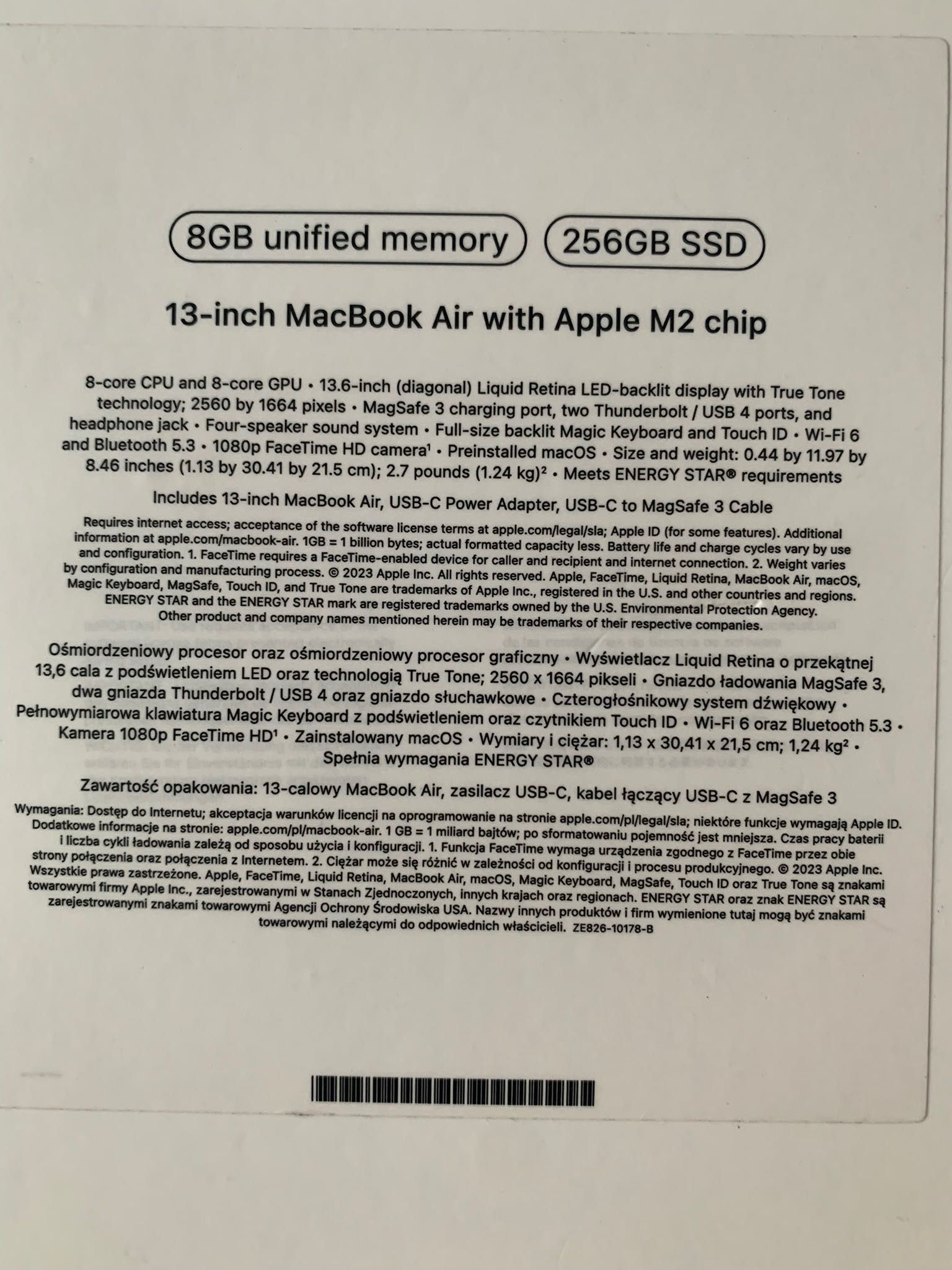 Продавам лаптоп Macbook Air 13.6”