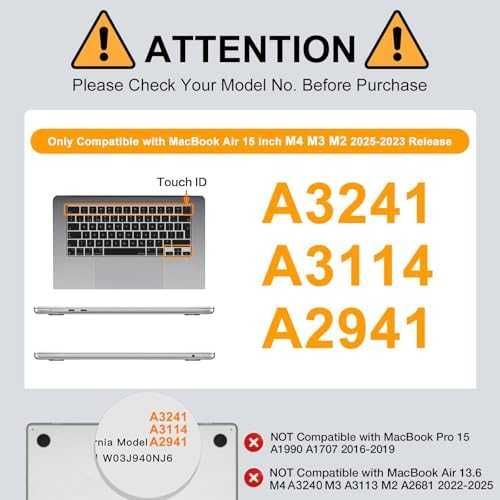 Нов MacBook Air 15" Калъф Черен TPU + Клавиатурен Капак А3241 А3114