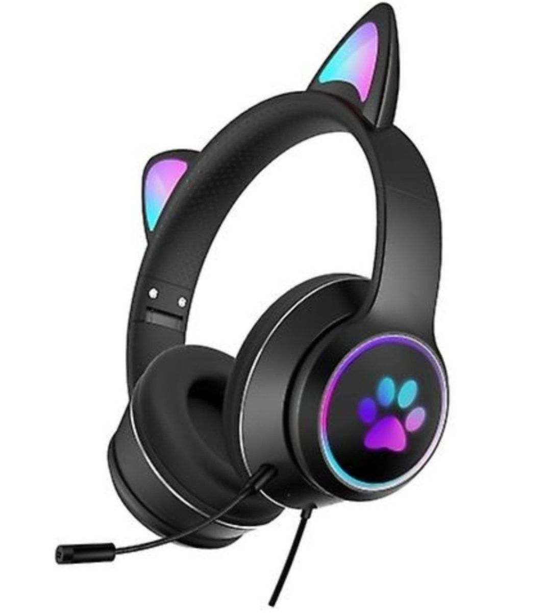 Căști wireless pliabile urechi de pisica CAT EAR sport stereo BT RGB