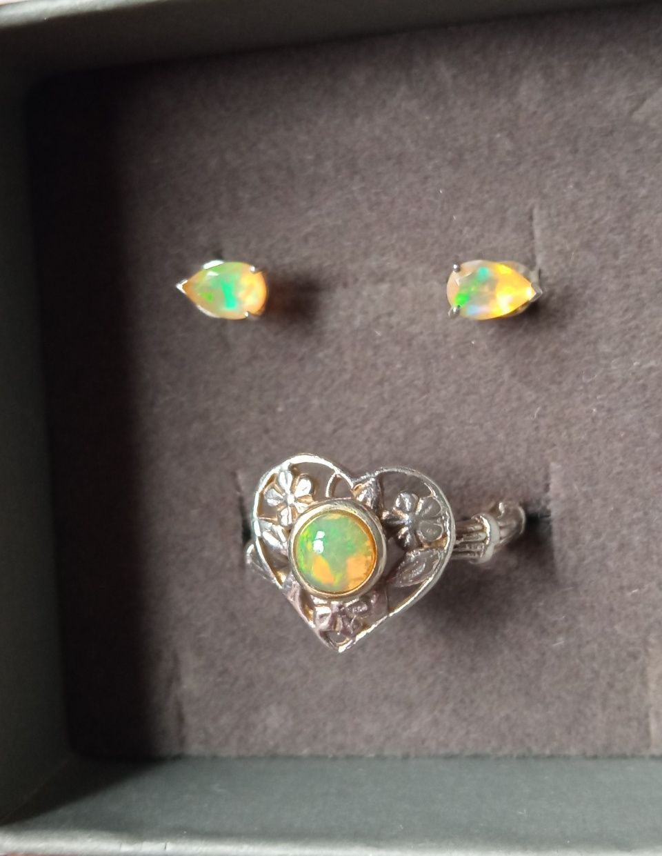 Set inel si cercei opal etiopian natural si argint