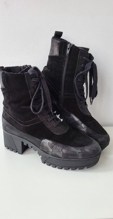 Дамски черни боти от естествен велур -39 н