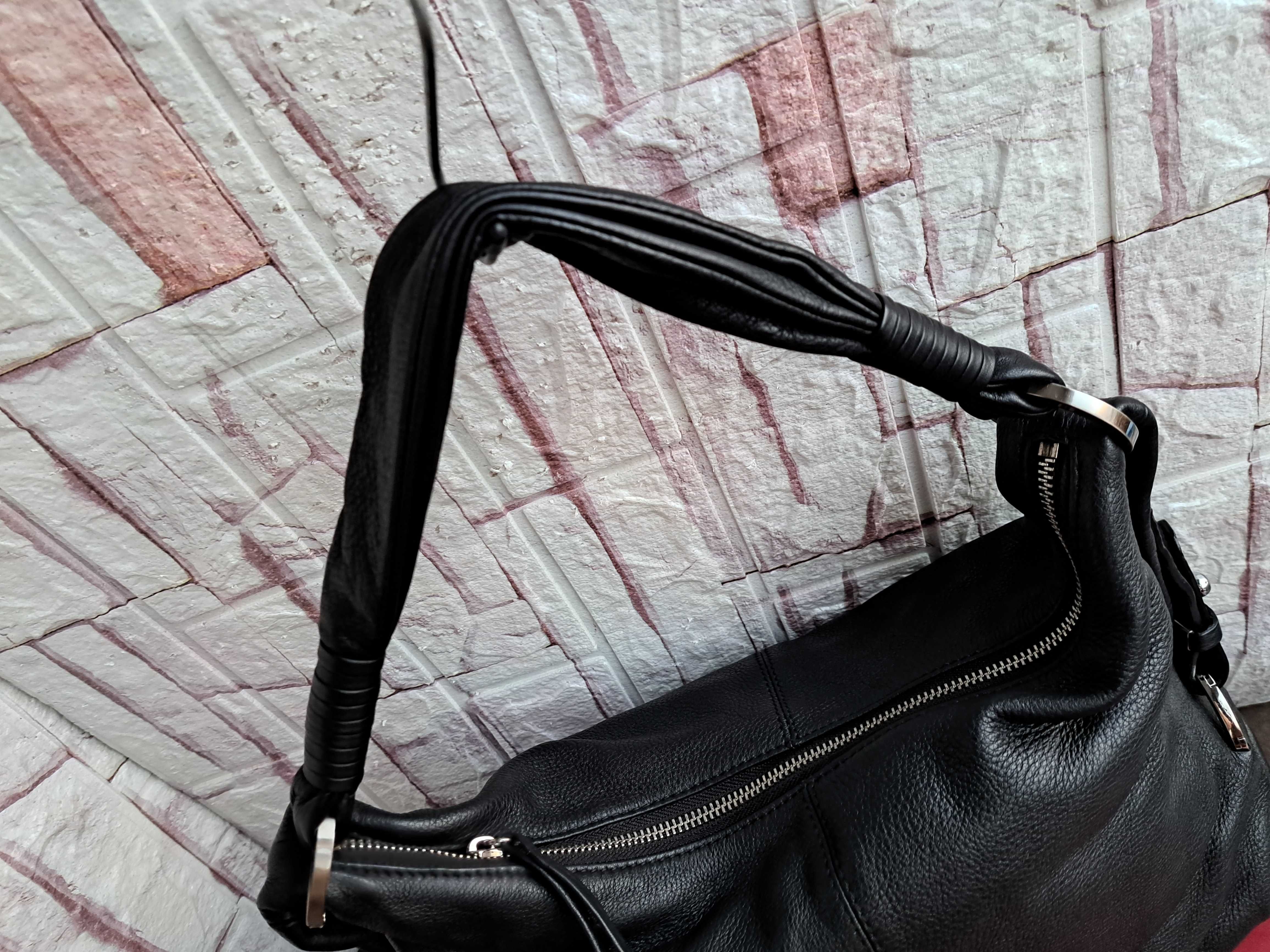 дамска чанта,Salvatore Ferragamo-черна кожена торба-естествена кожа
