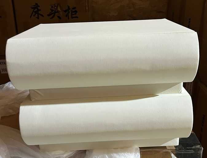 Set 2 noptiere cu 2 sertare din lemn masiv,piele ecologica,50x40x40cm