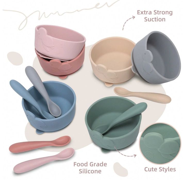 Boluri din silicon pentru bebeluși cu ventuză Premium