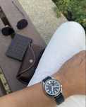 Ceas Seiko 5 SRPK89K1 Deep Black Dial cu curea din piele de crocodil