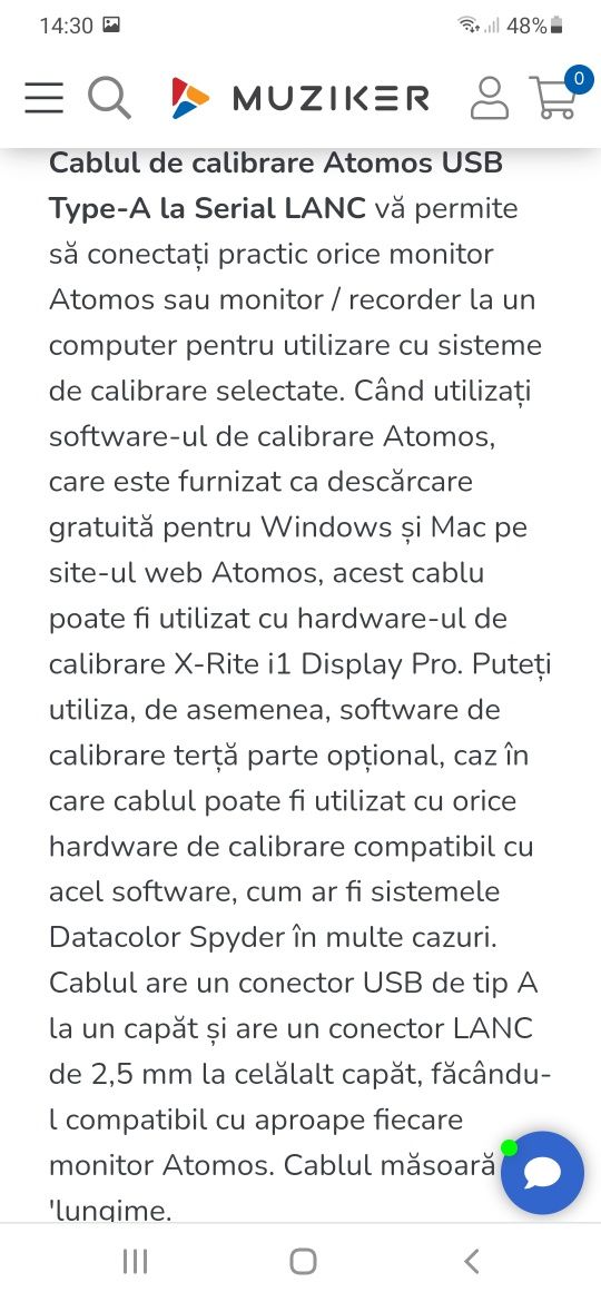 Cablu calibrare Atomos