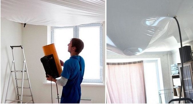 Ремонт и слив воды с натяжного потолка по низкой цене