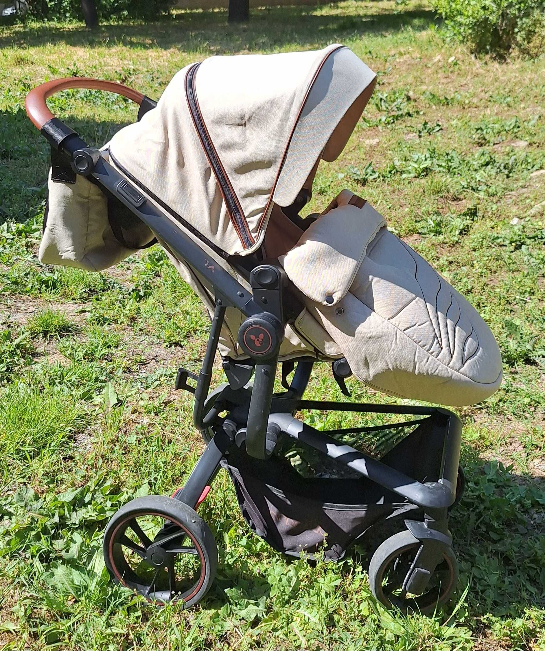 Бебшка Количка 3в1 Cangaroo Ellada бежова + 3 подаръка