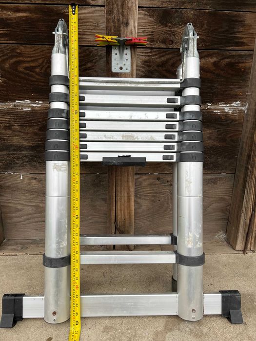 Scară telescopică pliabilă, portabilă, de 5 metri, din aluminiu