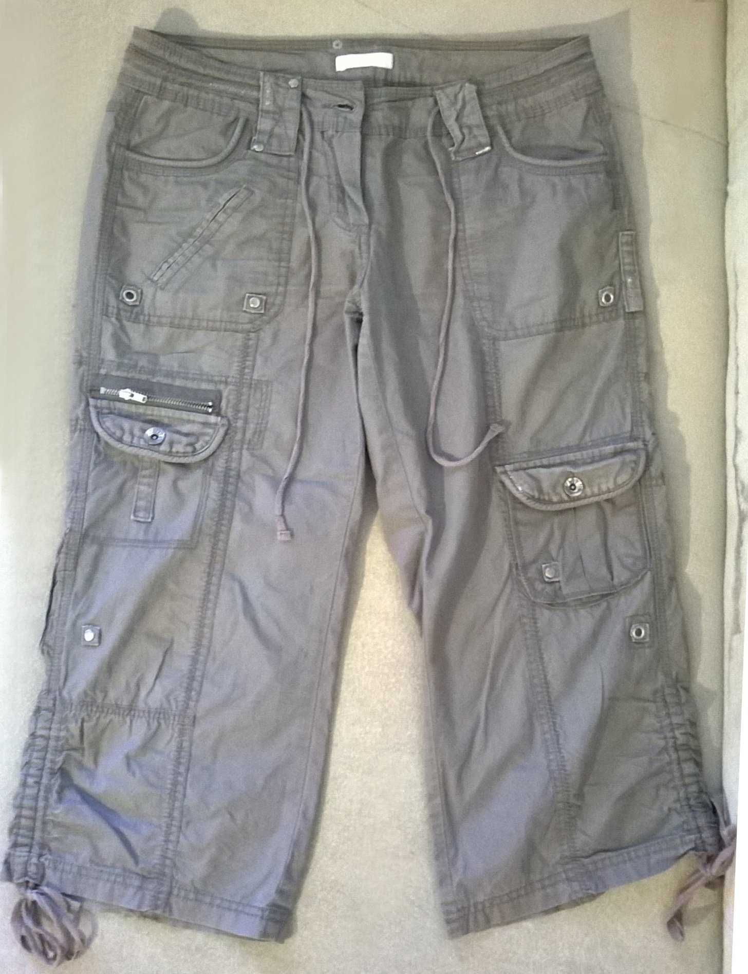 Pantaloni 3/4 pescaresti Promod bej buzunare fermoare capse