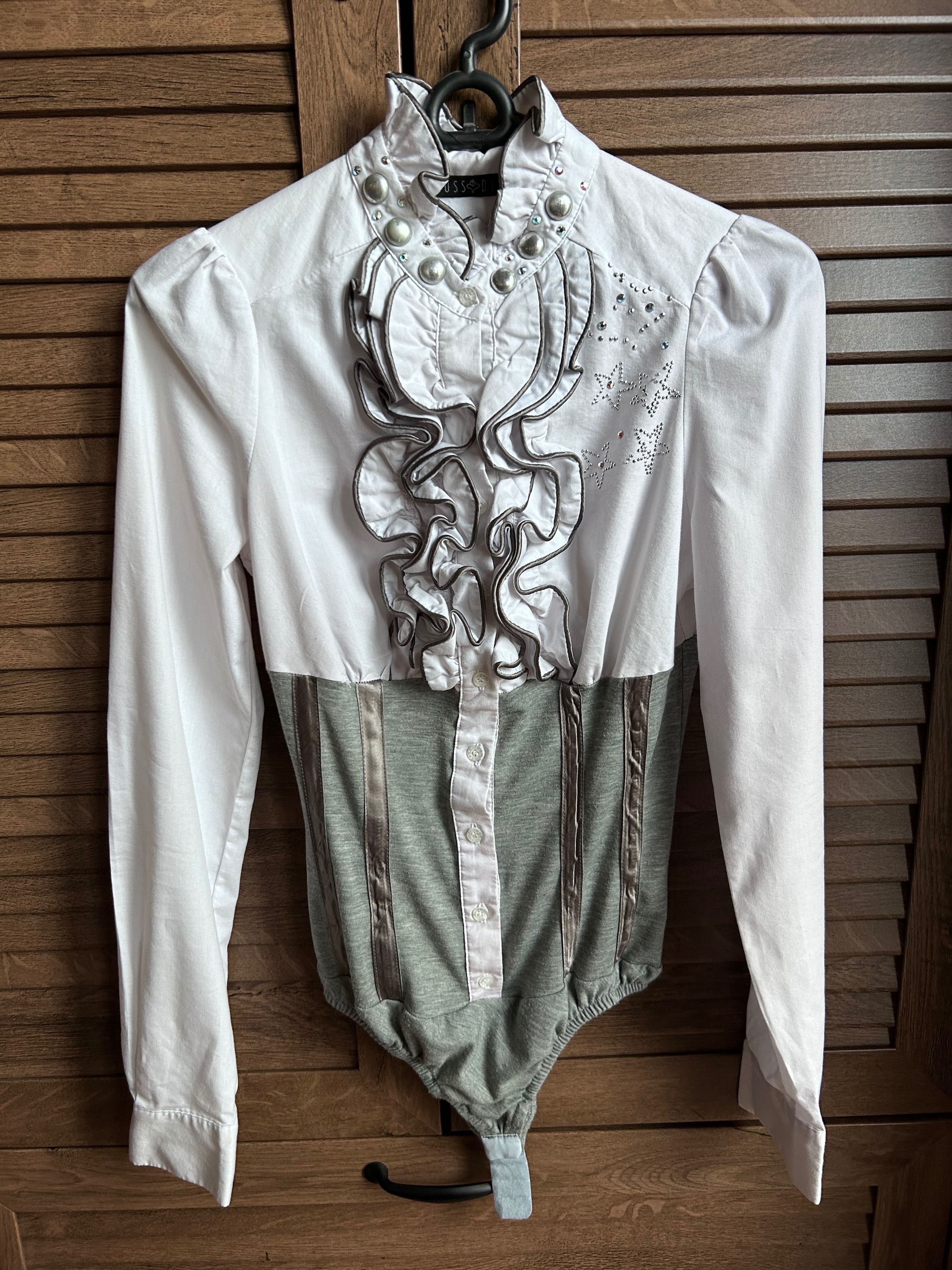 Бяла риза-боди с къдрички Rosso di sera