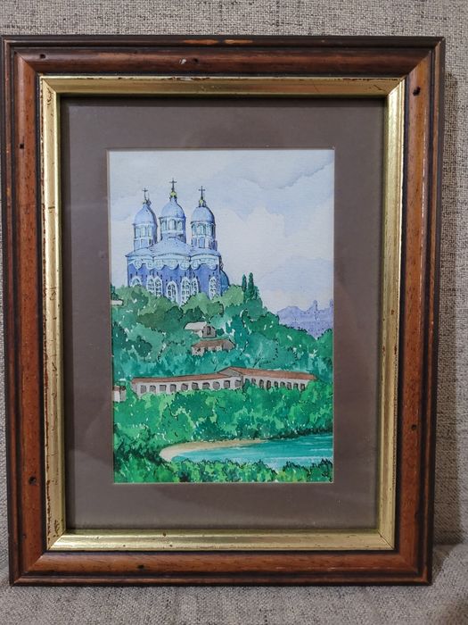 Картина с водни бои с дървена рамка
